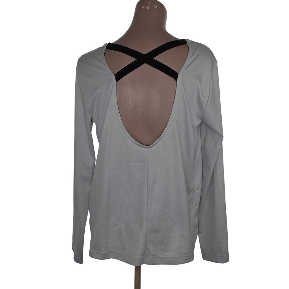 Nike Shirt Womens Medium‎ Gray Dri-FIT Open Back Long Sleeve Training Top Casual - Picture 3 of 9
